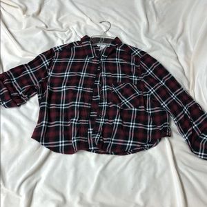 Flannel Crop Top Rolled sleeve or 3/4 length slv